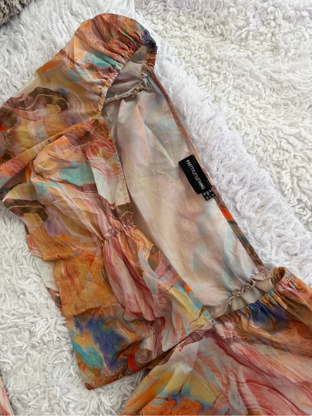 PrettyLittleThing Multicolor Marble Print Mini Dress - Orange, Blue, Pink